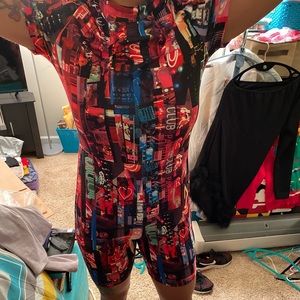 Mock Neck Graphic Cycling Romper